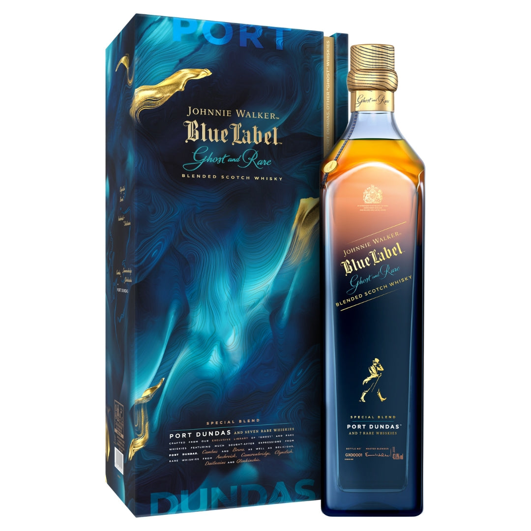 JOHNNIE WALKER BLUE LABEL 'GHOST AND RARE' PORT DUNDAS 75CL GoBooz