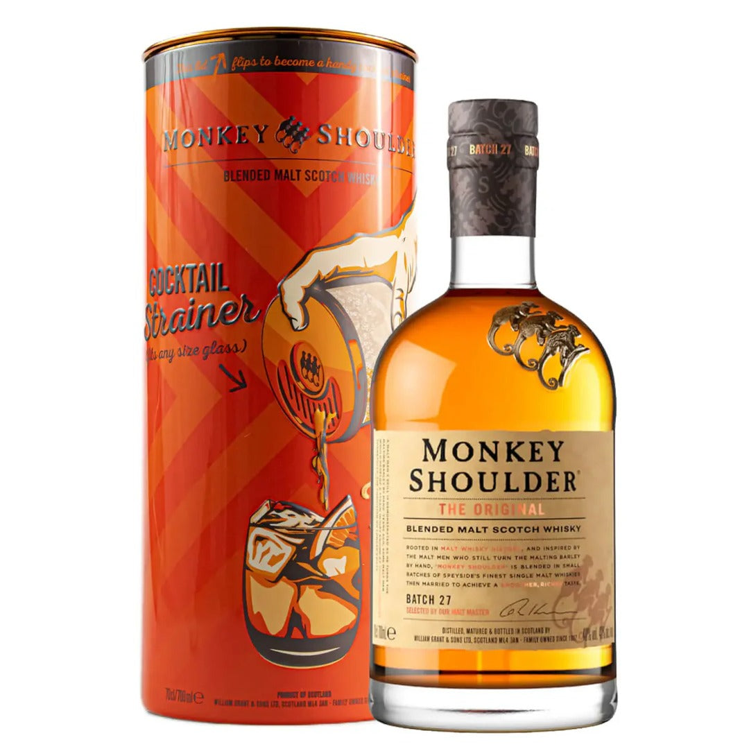MONKEY SHOULDER COCKTAIL STRAINER TIN GIFT SET 70CL GoBooz