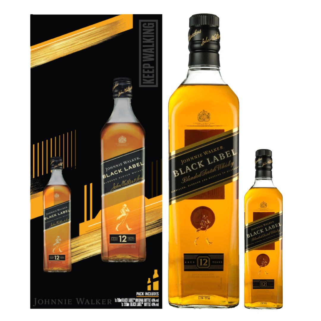JOHNNIE WALKER BLACK LABEL 75CL + BLACK LABEL 20CL GoBooz