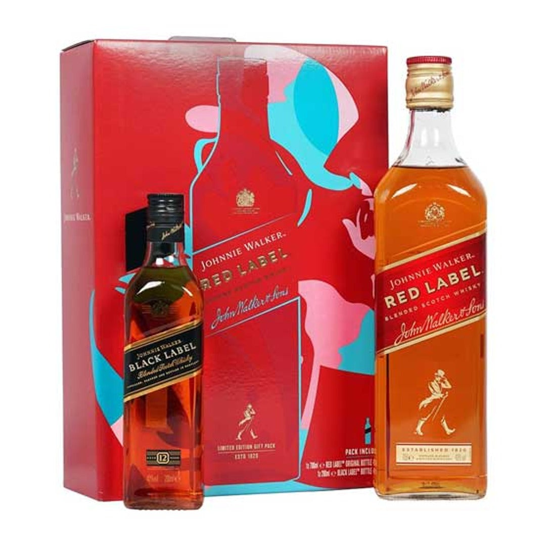 JOHNNIE WALKER RED LABEL 75CL + BLACK LABEL 20CL GoBooz