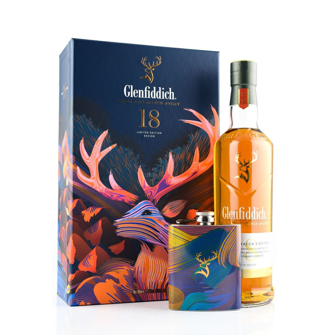 GLENFIDDICH 18 YEARS FLASK GIFT BOX 70CL GoBooz